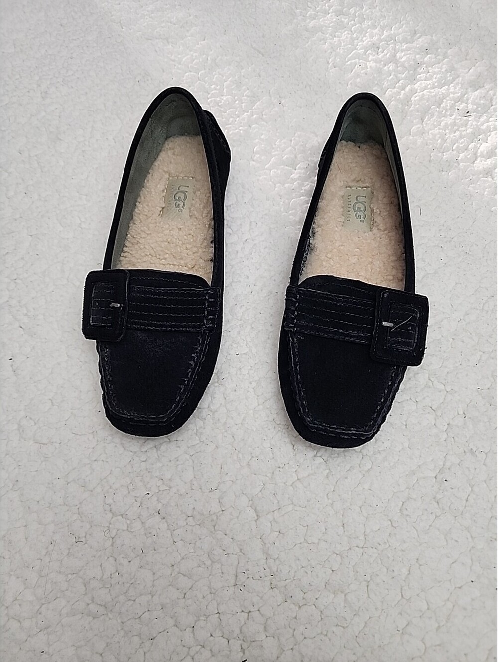 UGG Retreat 5767 Black Suede Shearling Lined Driving Loafer Moccasin Womens 5.5